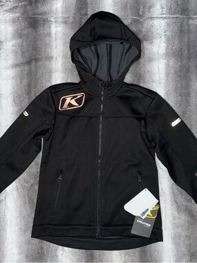 New Klim Evolution snowmobiling youth girl black hooded zip up jacket size large